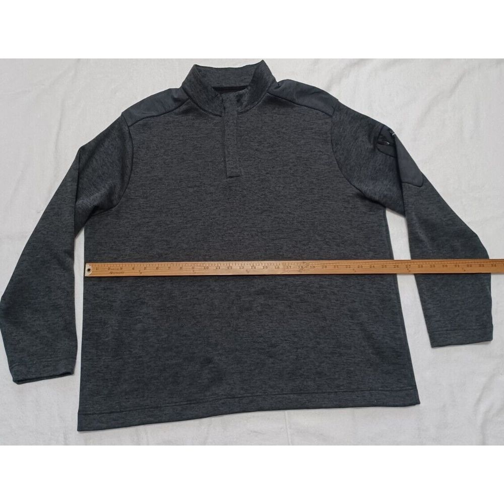 Greg Norman Mens Heathered Charcoal Grey Quarter Zip Pullover‎ Sleeve Pocket XL